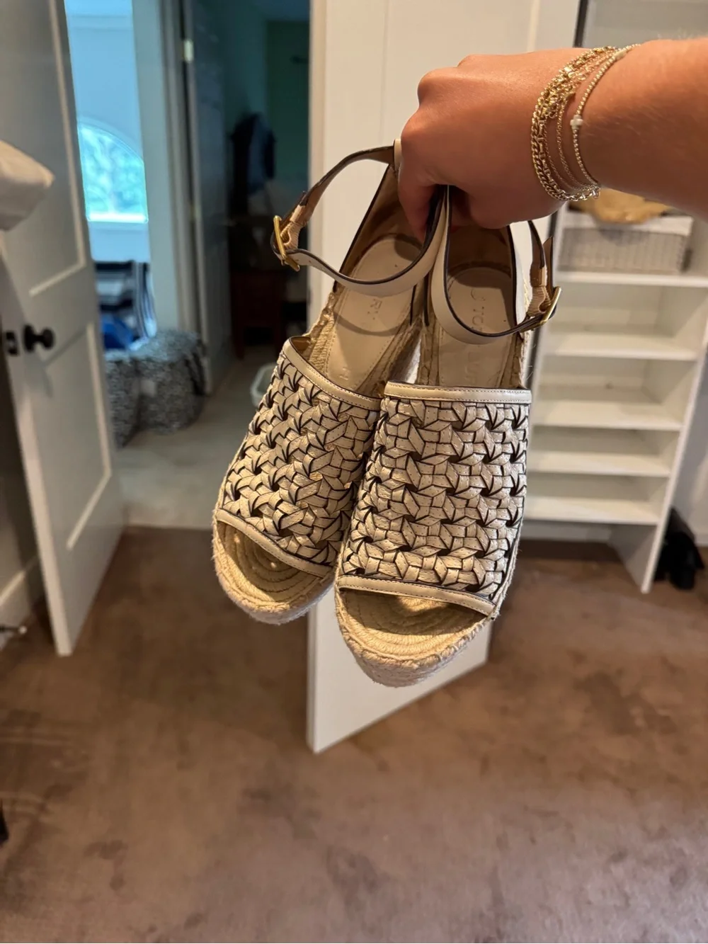 Tory Burch Basketweave Espadrille Wedges